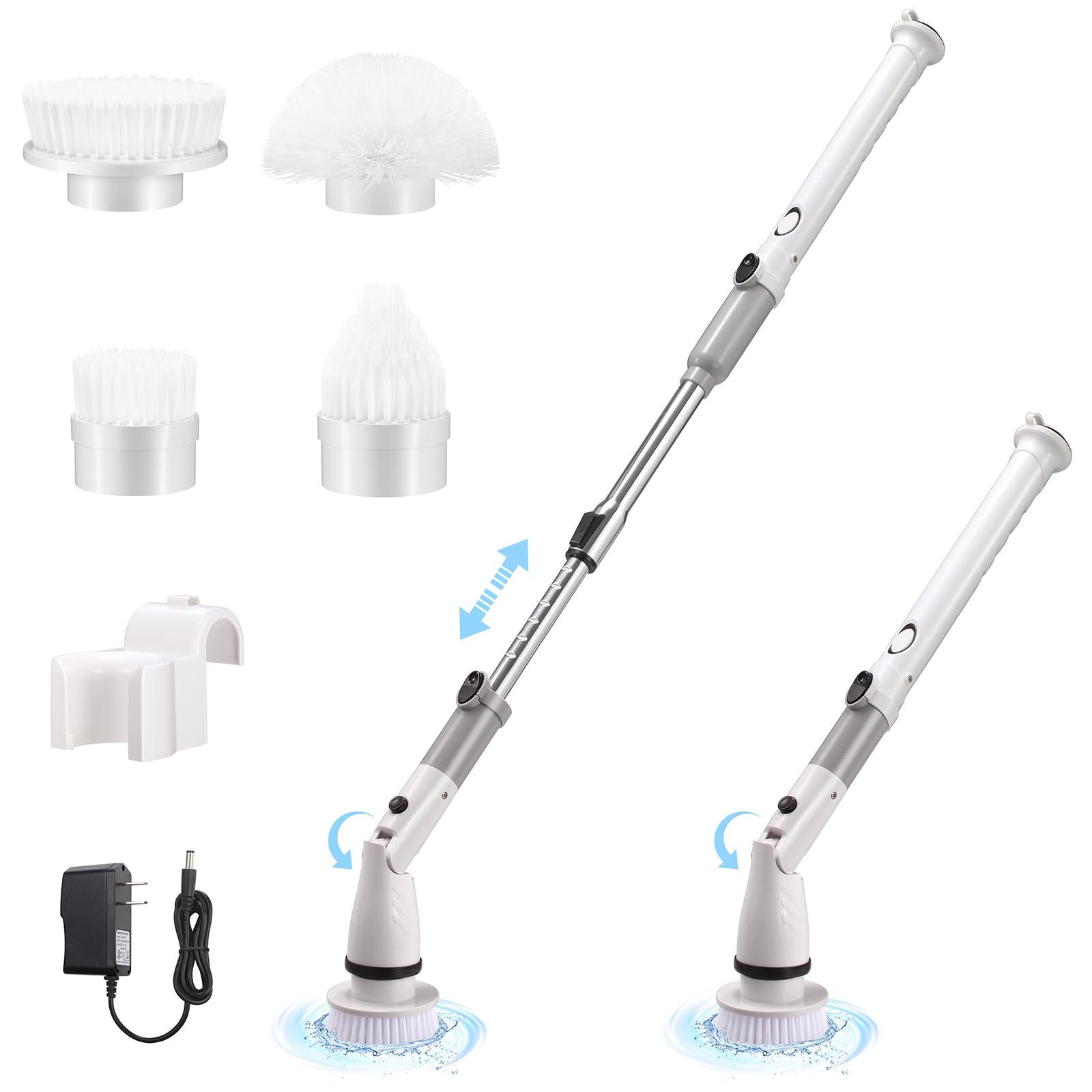 kosmegal KOSMEGAL Electric Spin Scrubber for Cleaning, Shower Scrubber with Long Handle, Cordless Bathroom Cleaner with Adjustable Arm and 4 Replaceable Brush Heads for Bathtub Tile Floor
