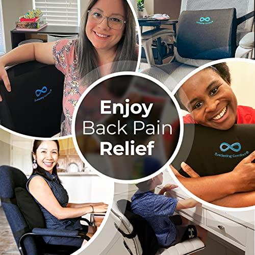 Everlasting Comfort Everlasting Comfort Lumbar Support & Wheelchair Seat Cushion Bundle - Ultimate Comfort - Mobility Scooter Accessories for Adults & Seniors - Back, Hip, Tailbone, Pressure Sore and Ulcer Pain Relief