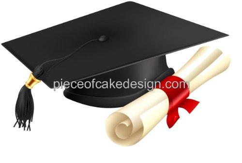 Quantumchaos Media 1/8 Sheet ~ Black Graduation Cap & Diploma Birthday ~ Edible Cake/Cupcake Topper!!!