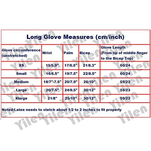 Yilen Latex Long Gloves For Women Black Latex Rubber Arm Mens Mittens Natural Latex Gloves (S, Black)
