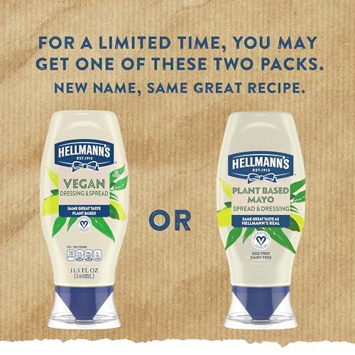 HELLMANN\'S Hellmann\'s Vegan Dressing and Spread Vegan 12 count for a Rich, Creamy Plant-Based Alternative to Mayo Same Great Taste, Plant Based, Free From Eggs 11.5 oz