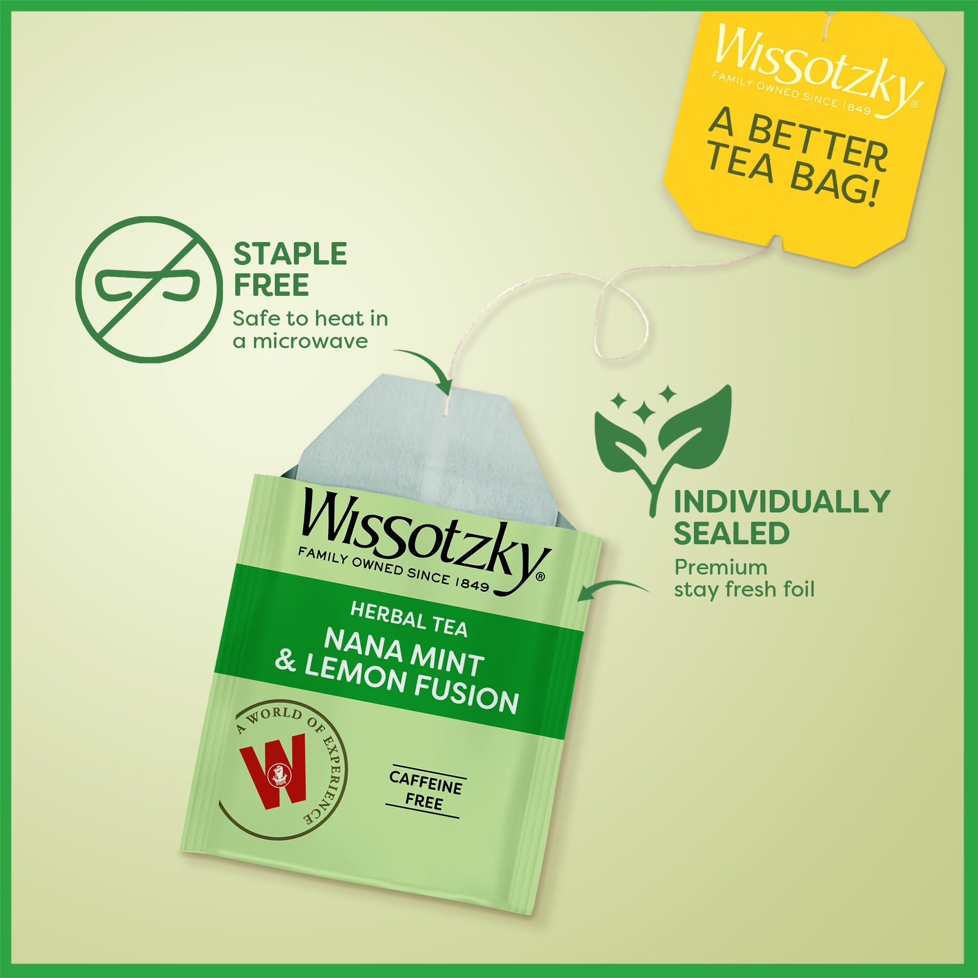 Wissotzky Tea Wissotzky Nana Mint & Lemon Fusion Tea, 20 Tea Bags | Invigorating Blend | Caffeine Free Tea | Digestive Support