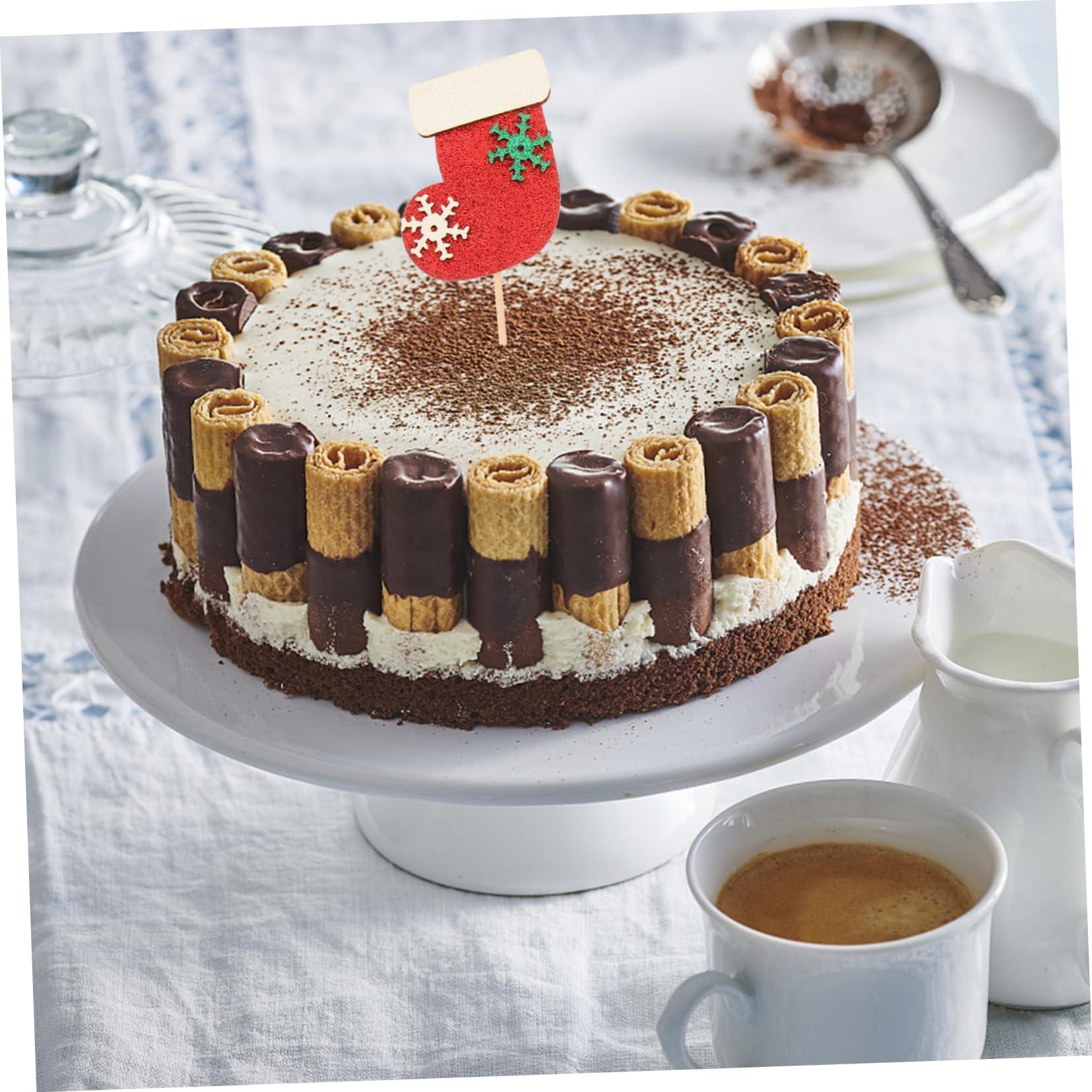 ifundom ifundom 16pcs Christmas Theme Cake Toppers Christmas Tree Topper Star Shaped Fruit Dessert Cake Picks Cheistmas Tree Topper Reindeer Fruit Picks Decor Food Picks Box Props Wooden