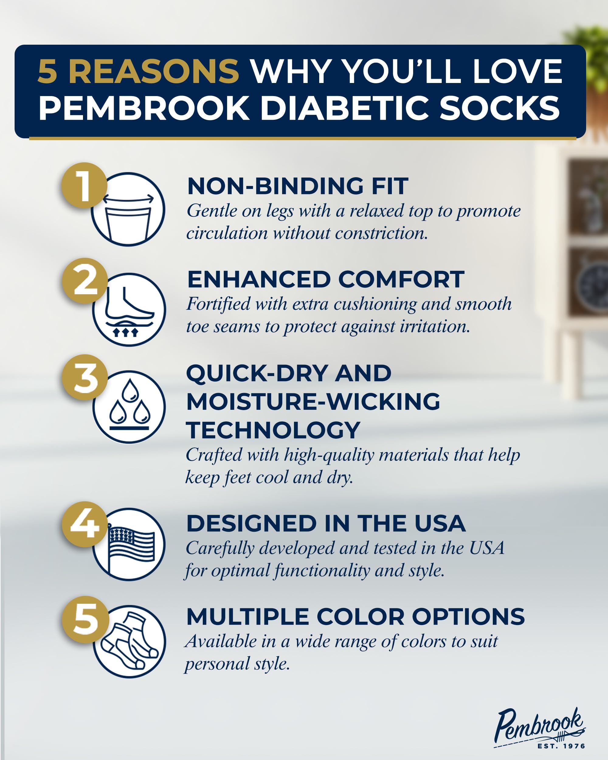 Pembrook Pembrook Bamboo Viscose Diabetic Socks for Women & Men - 6 Pairs Ankle Socks for Swollen Feet | Neuropathy Socks | Moisture Wicking Diabetes Socks | Tan, Light Tan, Navy, Light Blue, Grey, Light Grey