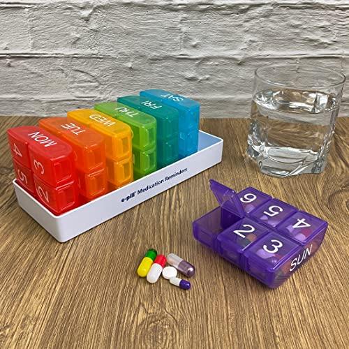 e-pill Medication Reminders e-Pill 6 Times a Day x 7 Day Large Weekly Pill Organizer, Vitamin, and Medicine Box - Multicolor
