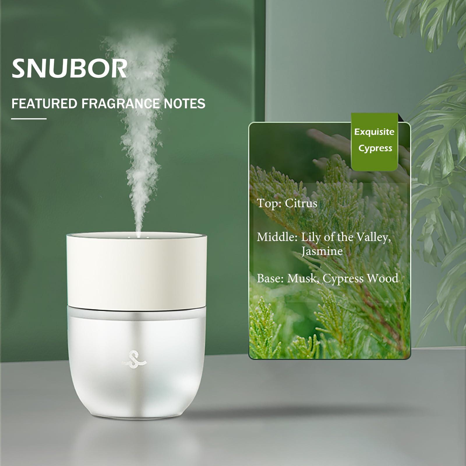 Snubor Generic Waterless Diffuser Mini Portable Scent Dispenser, Cordless Diffusers, Smart Aromatherapy Nebulizing Diffuser, 3 Spray Modes for Home Office Car (Exquisite Cypress, White1 Table-Mounted)