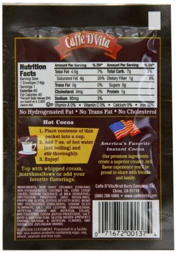 Caffe D'Vita Caffe D’Vita Sugar Free Hot Cocoa Mix - Sugar Free Hot Chocolate Mix, Gluten Free, Low Fat, No Cholesterol, No Hydrogenated Oils, No Trans Fat, Kosher-Dairy, Hot Cocoa Mix Bulk - 16 Gm Each, 24-Pack