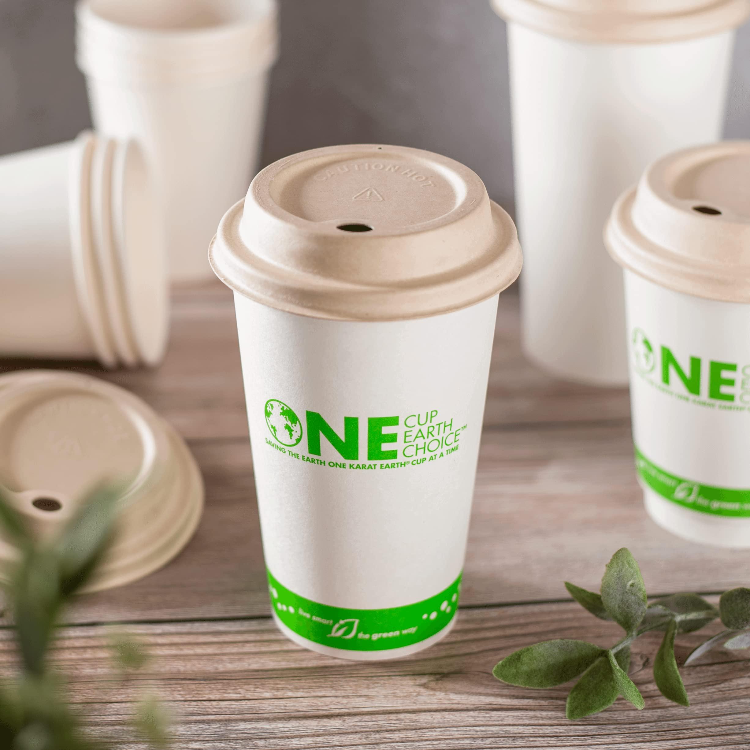 KARAT EARTH KARAT EARTH KE-BDL516N 90mm PFAS Free Bagasse Sipper Dome Lid for 10-24 oz. Hot Cup, Natural - Case of 500 pcs