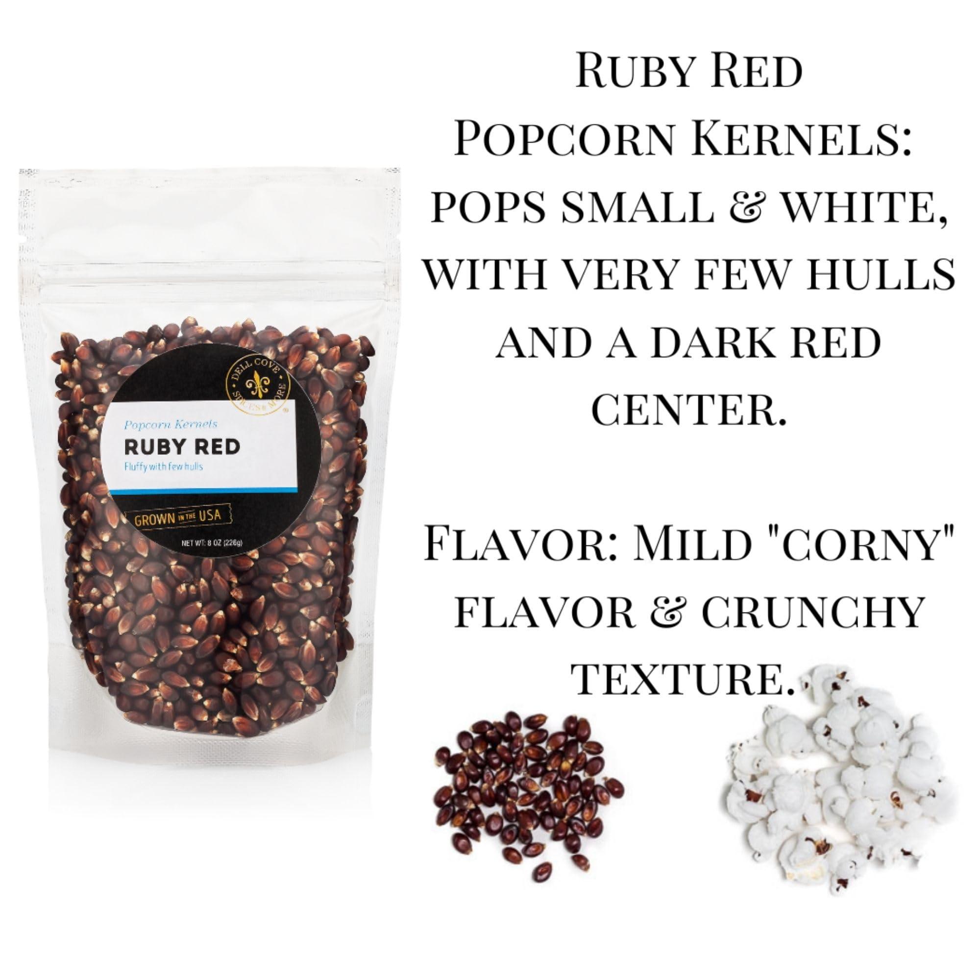 DELL COVE SPICES & MORE Ruby Red Popcorn Kernels - Best Gourmet Popcorn for Home Movie Nights & Popcorn Machines - Dell Cove Spices, One Pound