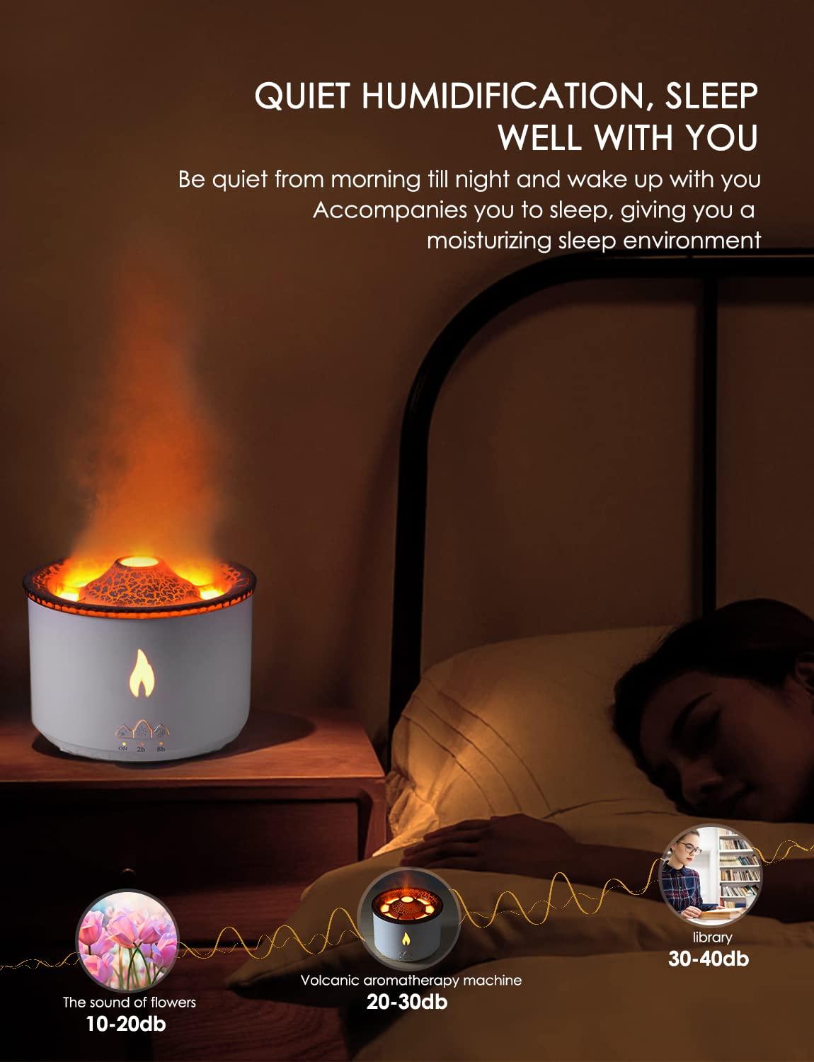 YMYMGGI YMYMGGI Volcano Diffuser Aromatherapy Oil Humidifier 2 Mist Mode Flame Humidifier,360ML Timer and Waterless Auto-Off Double Color with Remote Control for Home Office