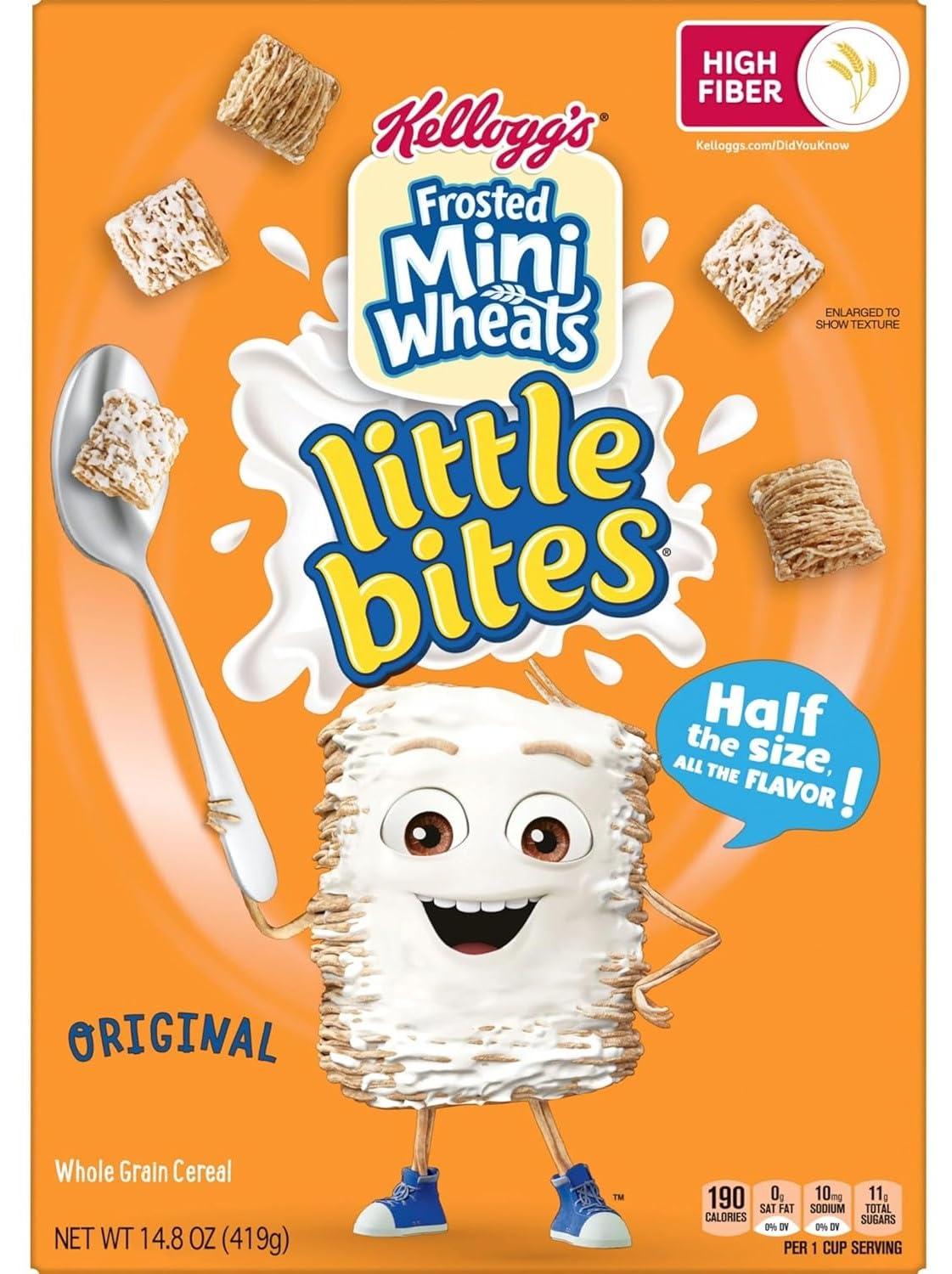 Kelloggs Kelloggs Frosted Mini Wheats Cereal - Little Bites - Kids Cereal - Original - Whole Grain Breakfast Cereal - 14.8 Oz Box - Pack of 2
