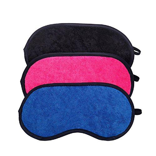 Amyzor Sleep Mask Set Pack of 3, Microfiber Terry Cloth Lightweight Comfortable, Soft, Adjustable Eye Masks for Sleeping, Shift Work, Naps, Travel Night Blindfold Eyeshade for Men Women, Black/Blue/Pink