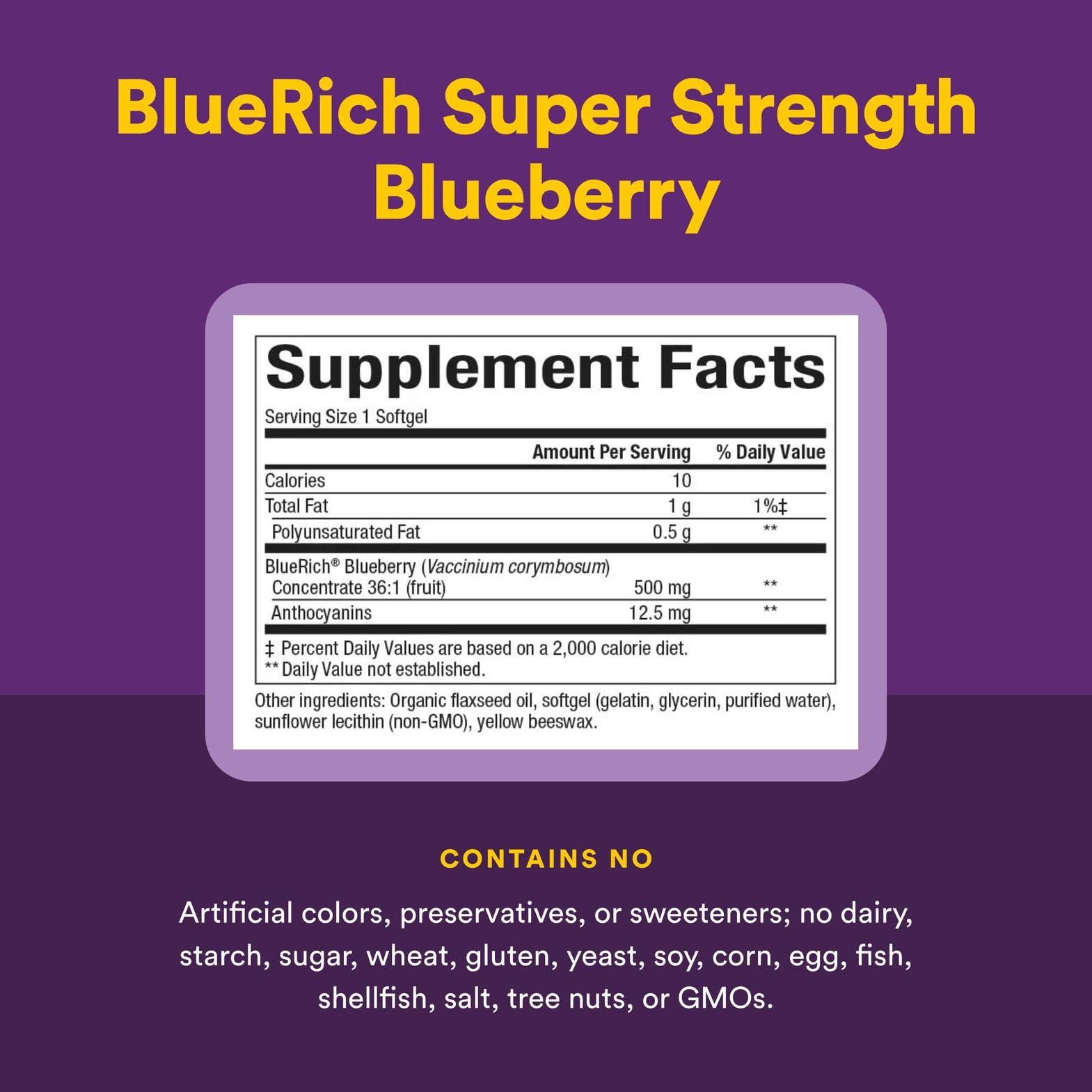 Natural Factors BlueRich by Natural Factors, Super Strength Blueberry Concentrate, Antioxidant Support for Overall Good Health, 90 Softgels