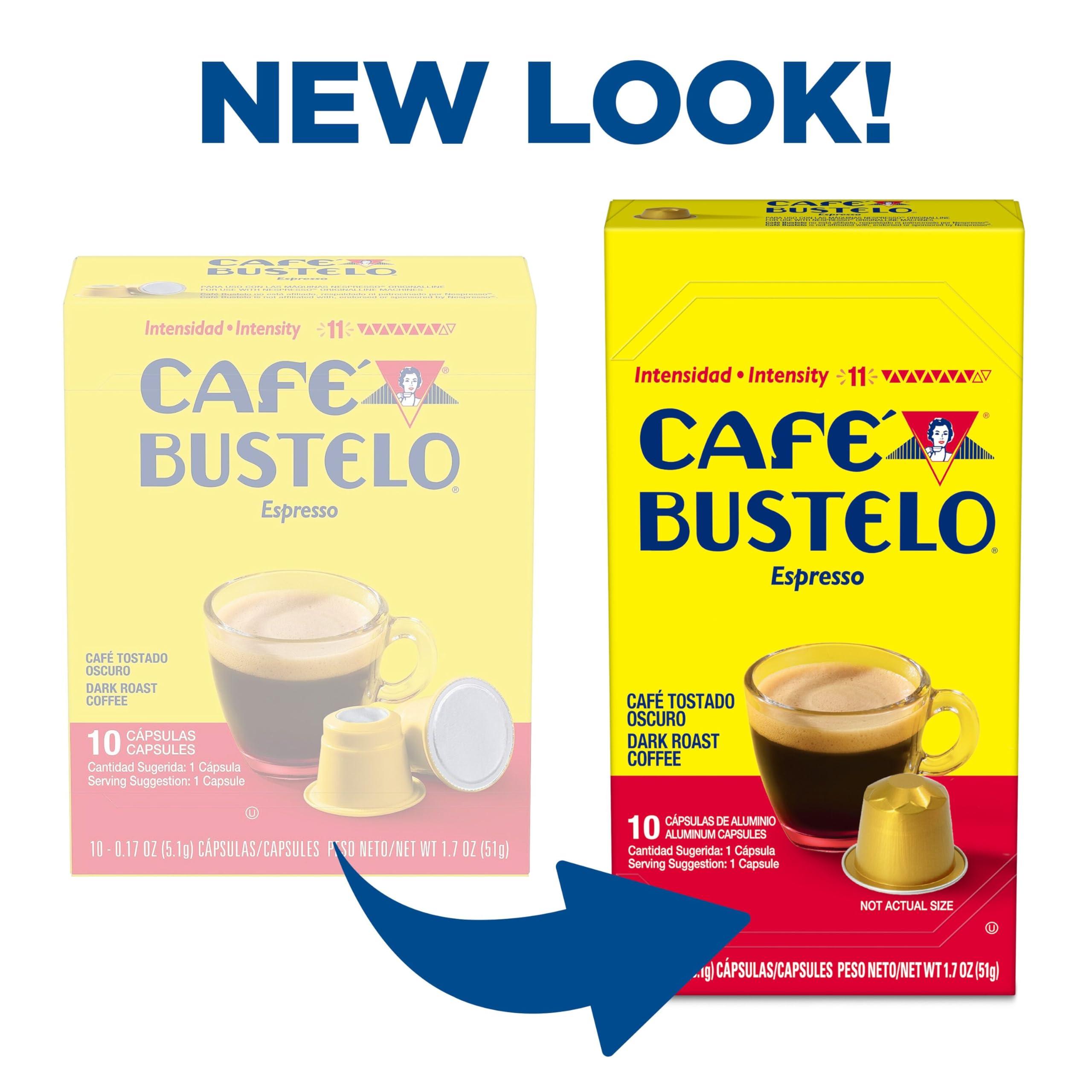 CAF BUSTELO Caf Bustelo Aluminum Espresso Capsules, Dark Roast Coffee, Nespresso OriginalLine Compatible, Intensity 11, 40 Count