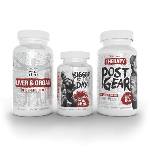 5% Nutrition 5% Nutrition Rich Piana Liver & Organ Defender with NAC + Post Gear PCT + Bigger by The Day (Bundle)