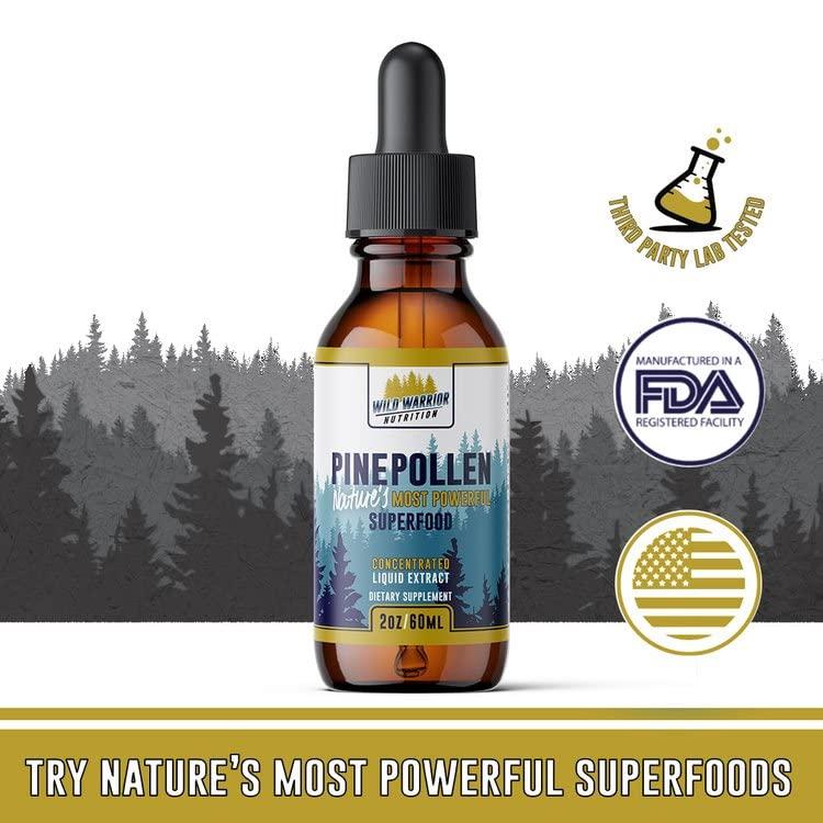 Daily Health Daily Health Pine Pollen Tincture 1000mg Liquid Extract 2 fl oz Vegan Gluten Free Non GMO Natural Superfood Vitamins Minerals Dietary Supplement