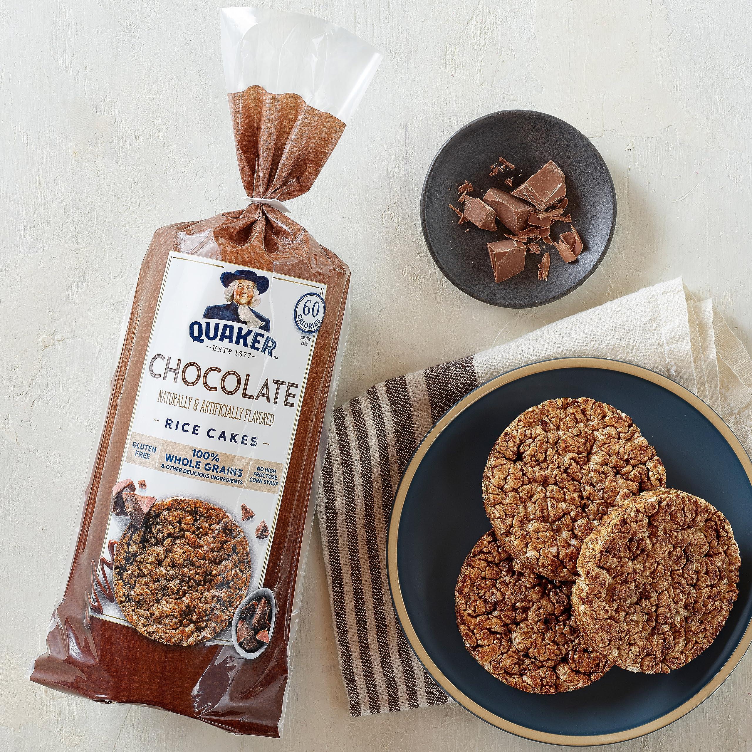 Quaker Quaker Large Rice Cakes, Chocolate, 7.23 oz Bags, (3 Pack), Gluten Free, Whole Grain, No Added Colors