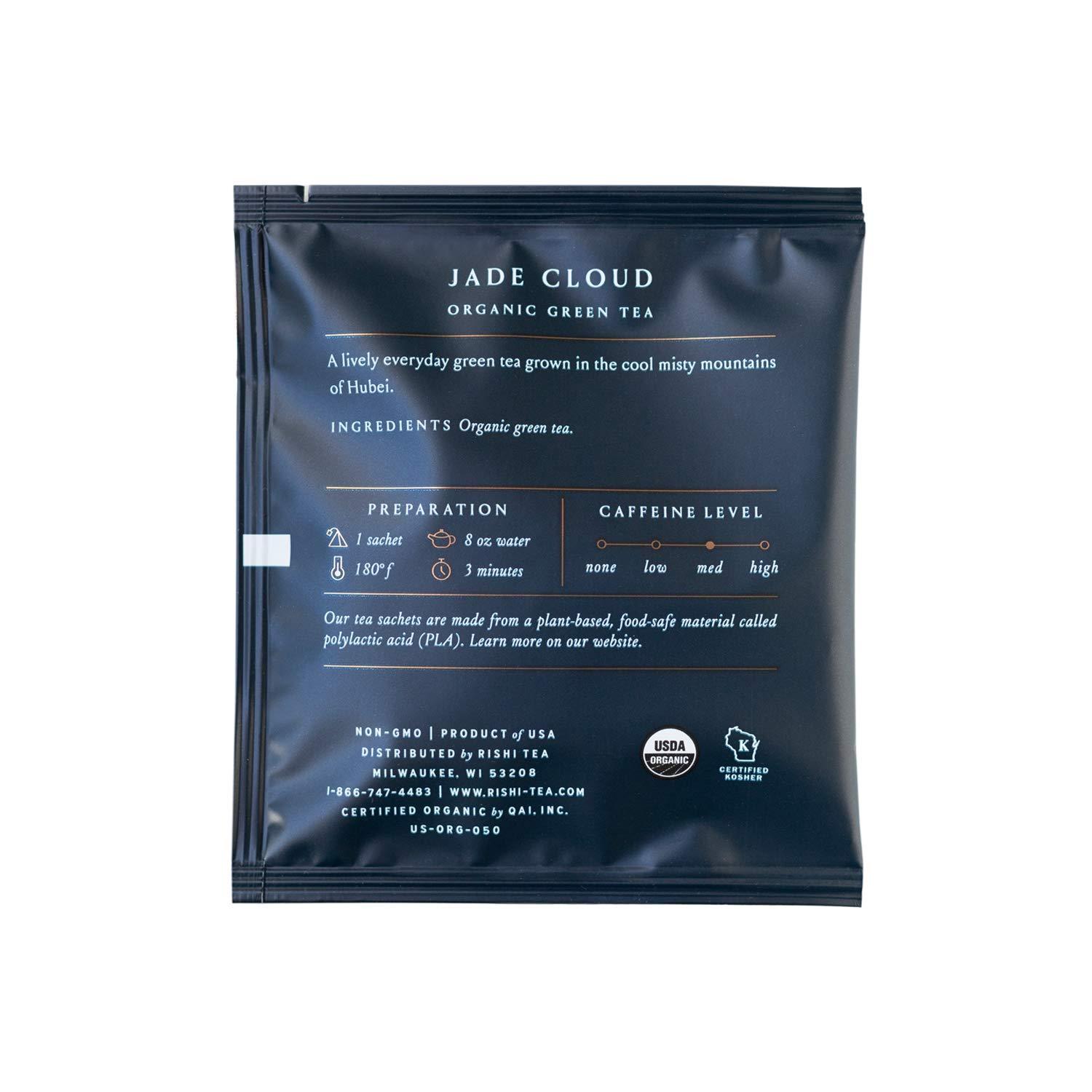 Rishi Tea Rishi Tea Matcha Super Green & Jade Cloud Tea - Organic Sachet Tea Bags, Certified Kosher Tea Bundle - 50 Count (Pack of 2)