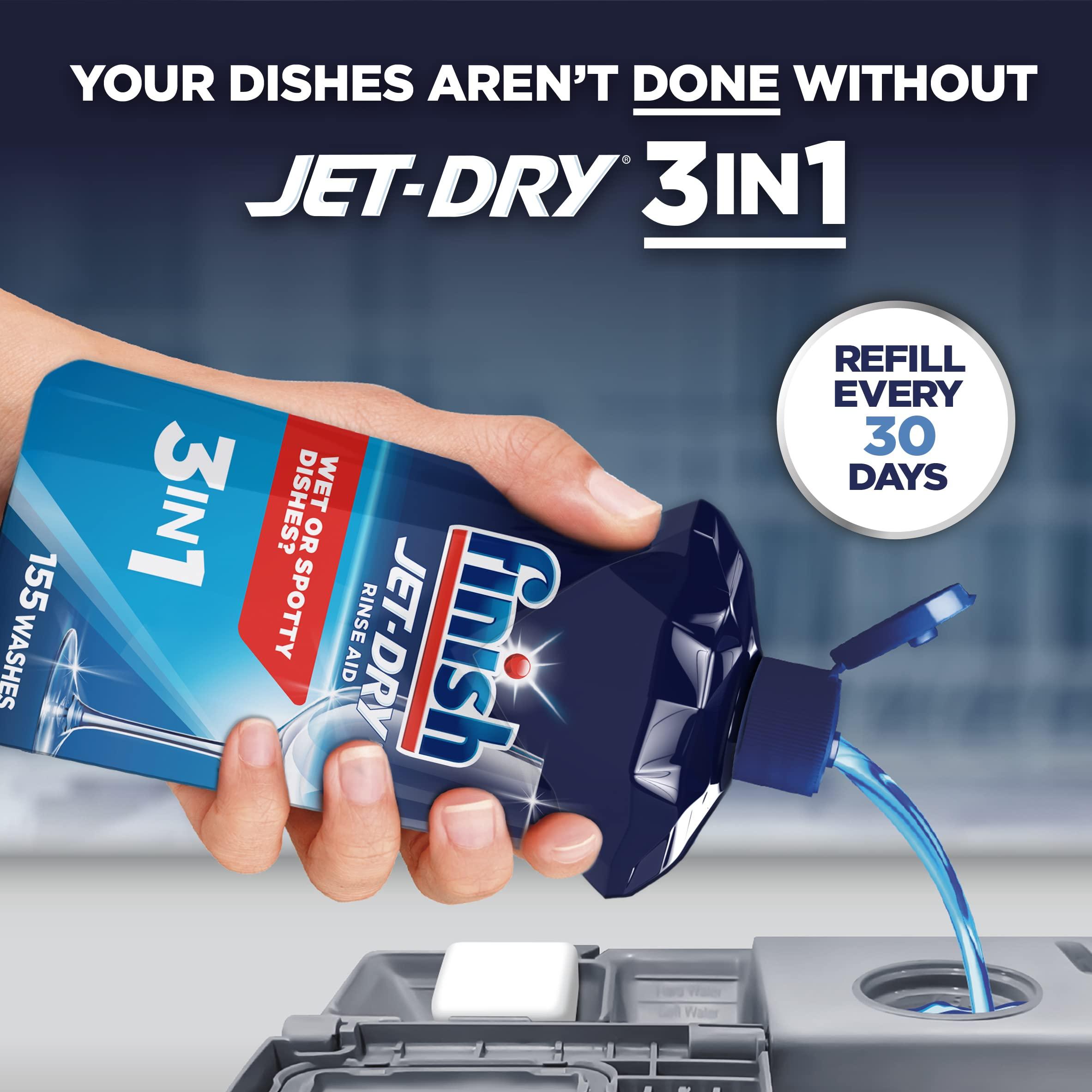 Finish Bundle of Finish Jet-Dry Rinse Aid, Dishwasher Rinse Agent and Drying Agent, 23 fl oz, Packaging may vary + Finish Dishwasher Cleaner - Liquid Fresh 4x8.45 oz.
