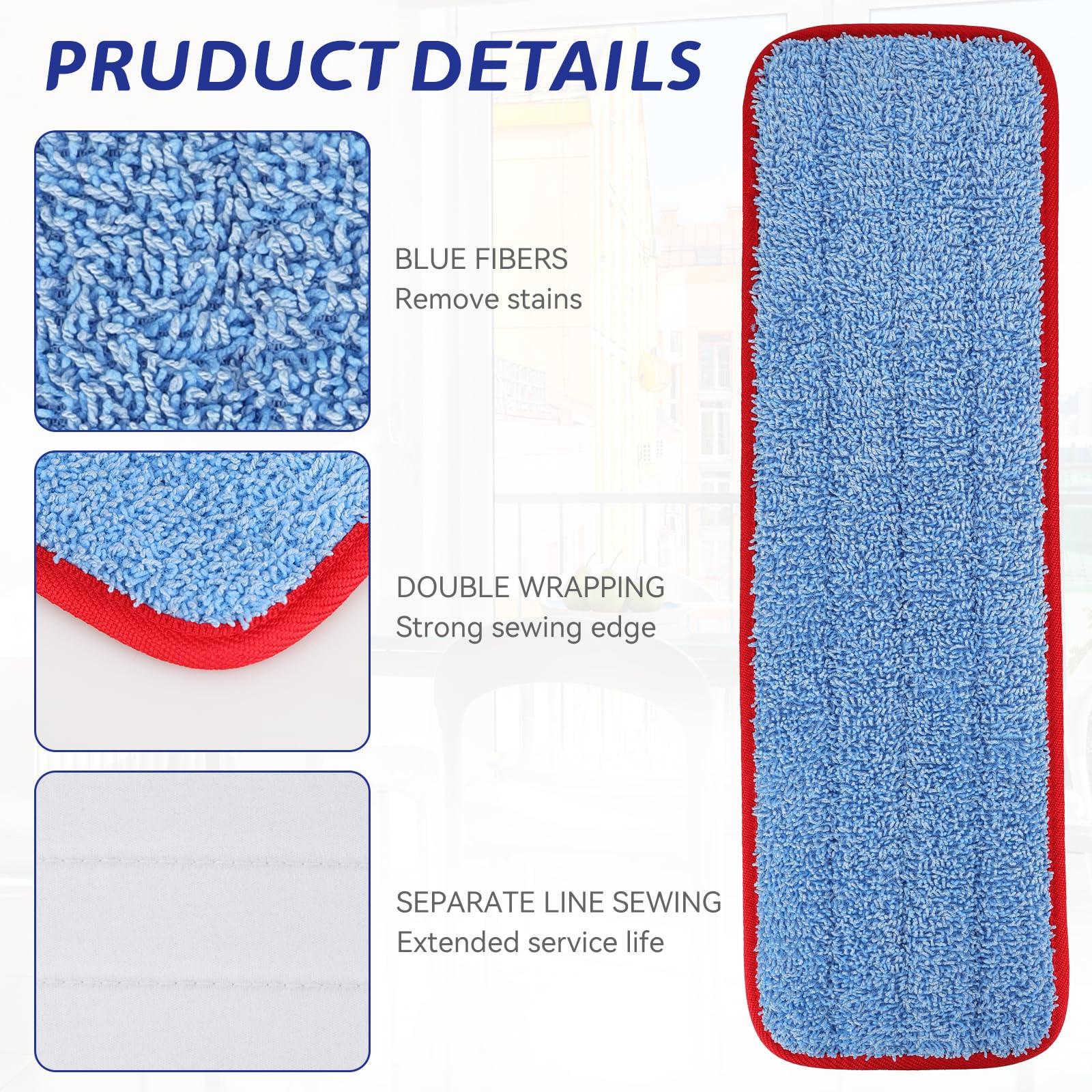 Sgizoku Microfiber Mop Pads for Rubbermaid Commercial 18 Inch Mop and 17 Inch Mop - 12 Pack Reusable Wet & Dry Cleaning Mop Head Replacement Refills Fit for Any Microfiber Flat Mop System 18\" and 17\"