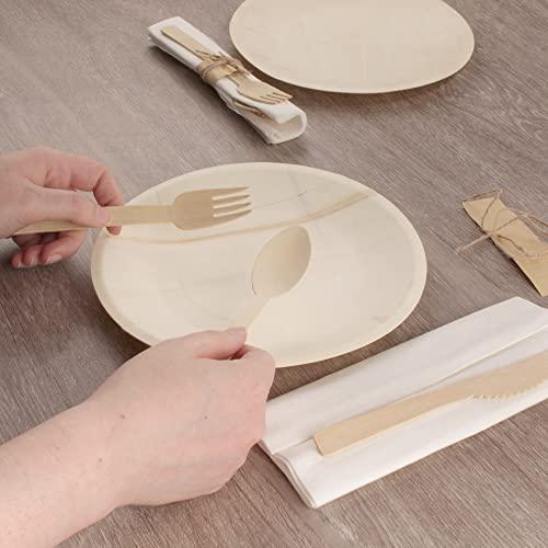 BambooMN Bulk Pack Natural Dinner Party Catering Bamboo Veneer Utensil - Spoons - 100pcs
