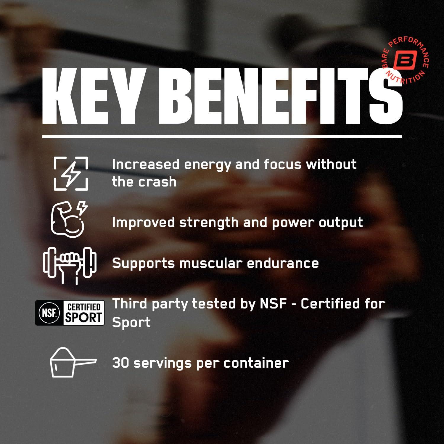 BARE PERFORMANCE NUTRITION Bare Performance Nutrition BPN Flight Pre Workout, Supports Energy and Mental Focus, Improved Endurance & Muscle Pumps with CarnoSyn Beta Alanine, Blue Raspberry, 30 Servings