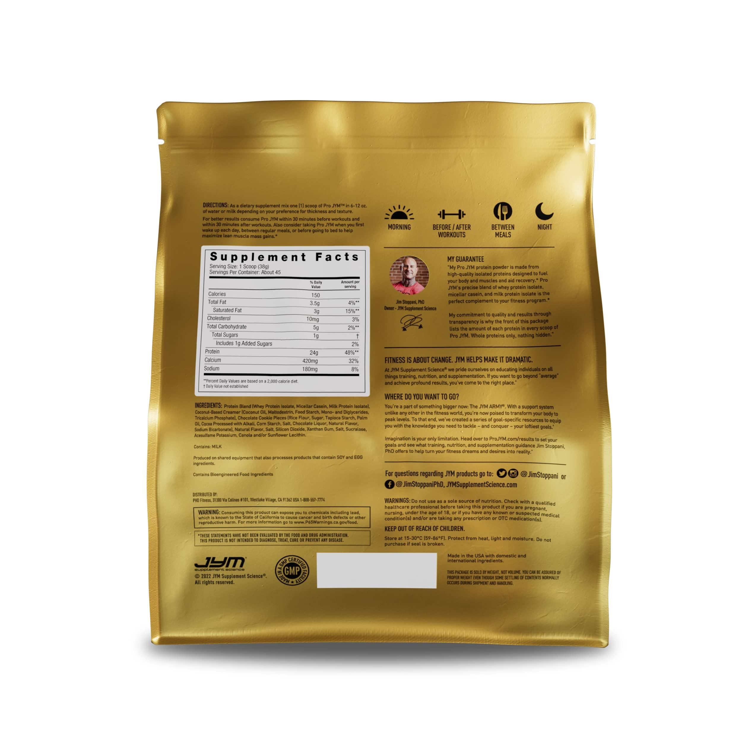 JYM Supplement Science Pro JYM Cookies & Cream Protein Powder - Whey Protein Isolates, Casein, & Milk Protein, Lean Muscle Building for Men & Women, JYM Supplement Science, 45 Servings