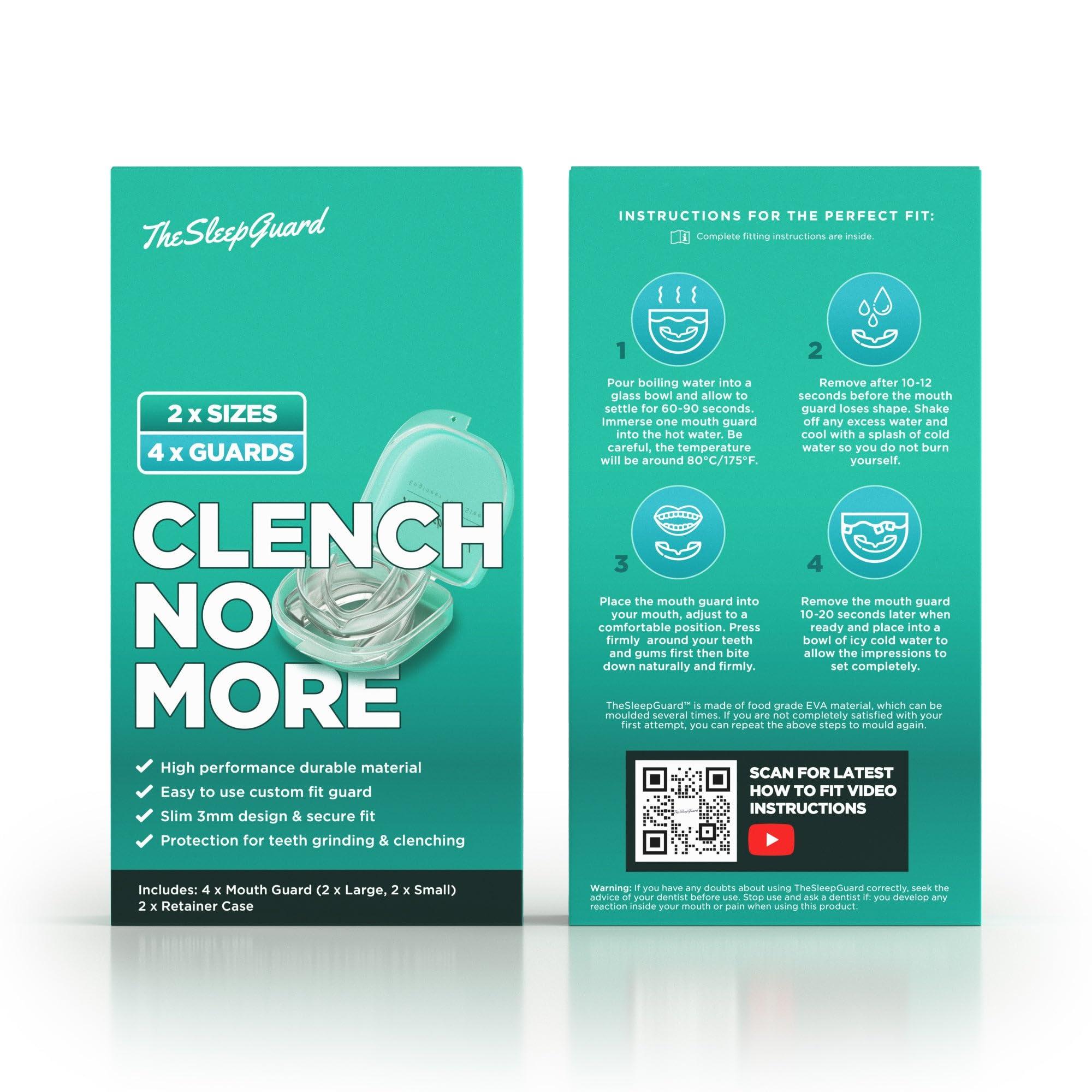 TheSleepGuard TheSleepGuard Mouth Guard for Clenching Teeth at Night [Pack of 4] Best Night Guards for Teeth Grinding, Mouth Guard for Grinding Teeth & TMJ | Night Guard for Men & Women