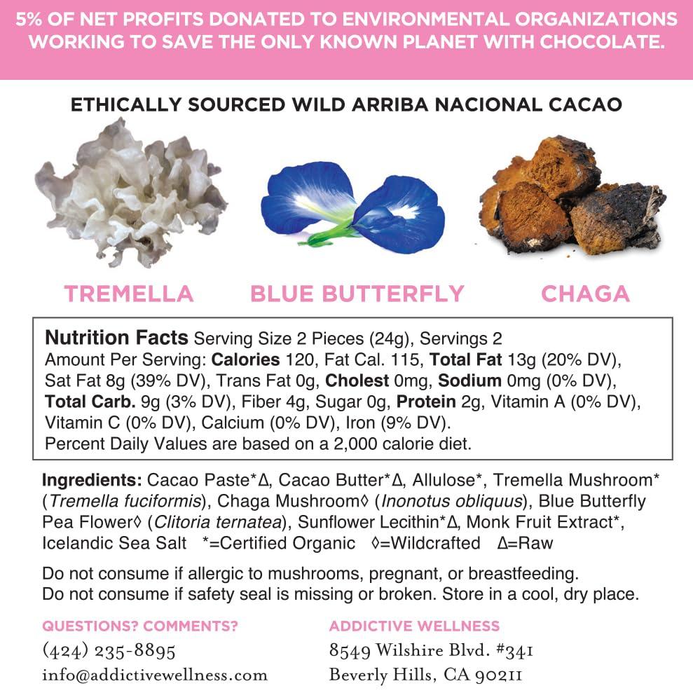 Addictive Wellness Addictive Wellness Sugar-Free Raw BEAUTY Chocolate 3 PACK Vegan Paleo & Keto- Purely Superfoods and Adaptogens
