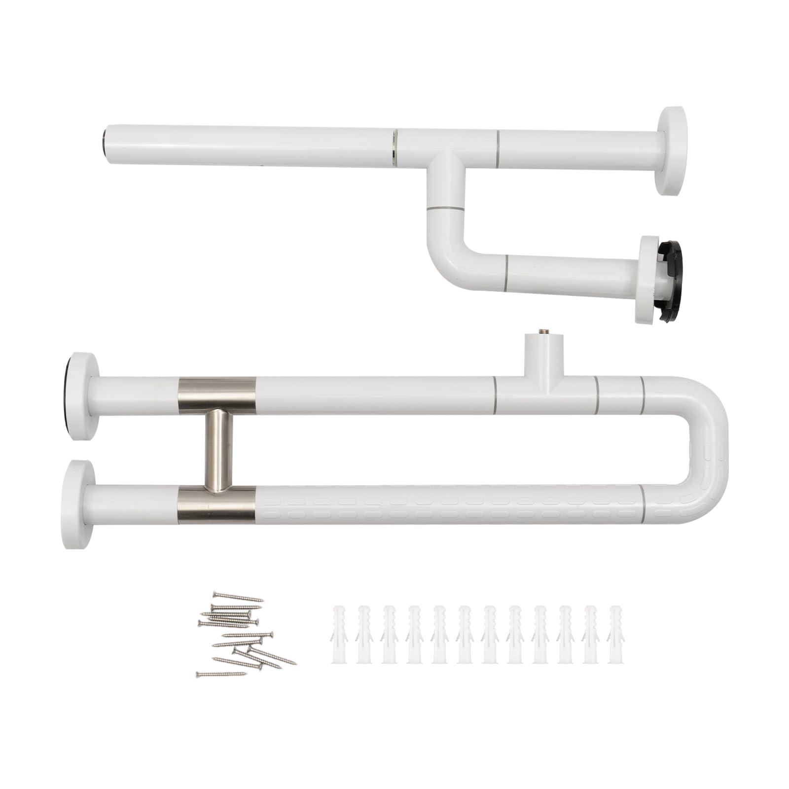Wingderlier Toilet Grab Bars,27.55in Safety Bathroom Handrails Handicap Handle Assist Frame Railings Rail Support Shower Bathtub for Elderly Pregnant Women Disabled Bar White