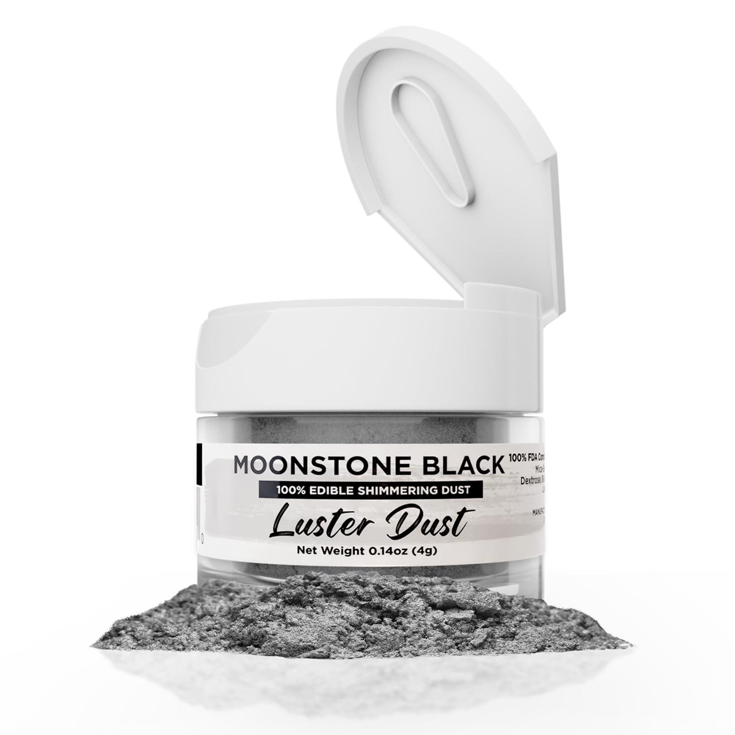 Bakell Luster Dust - Moonstone Black (4g 1x Jar) | Edible Vegan Dust & Paint for Cake Decorating, Ice Cream, Desserts, Cocktails and Beverages by Bakell