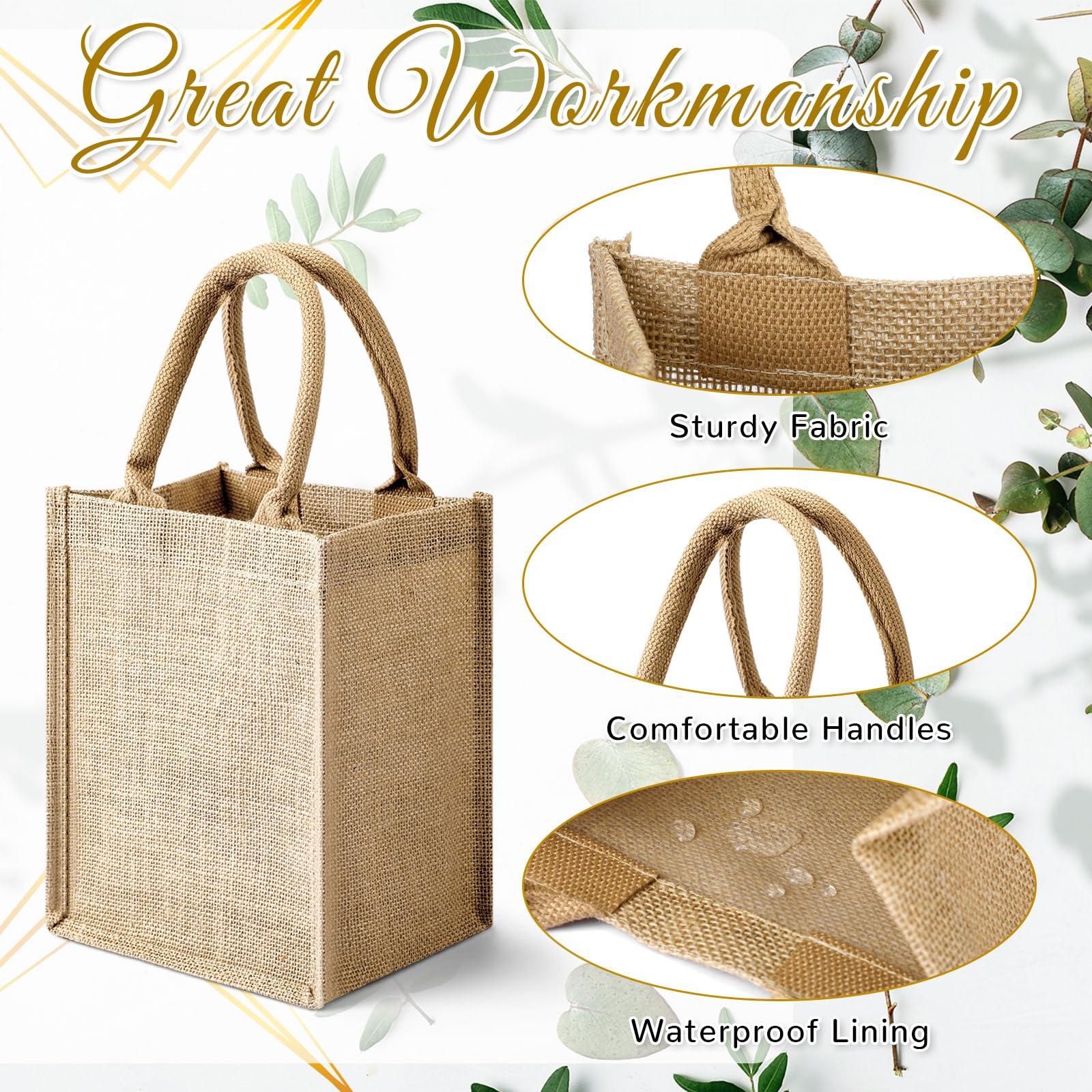GliCraft GliCraft 20 Pack Burlap Tote Bags with Handles Reusable Jute Gift Bags Thank You Gift Tags Chiffon Silk Ribbons for Wedding Invitations Parties and Baby Showers Bridesmaid(Pink)