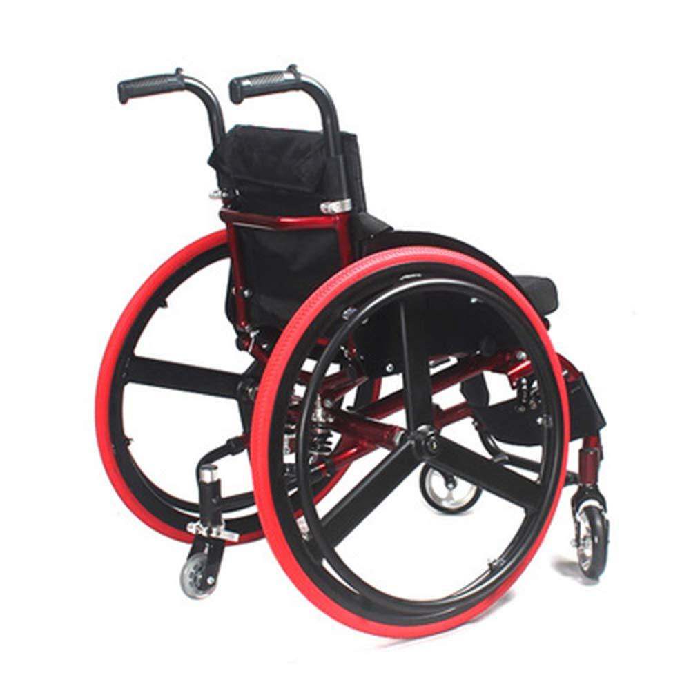 ADAHX Sports Leisure Wheelchair, Adult Handicapped Leisure Big Wheels All Terrain Lightweight Folding Portable Sport Manual Wheelchair for Disabled