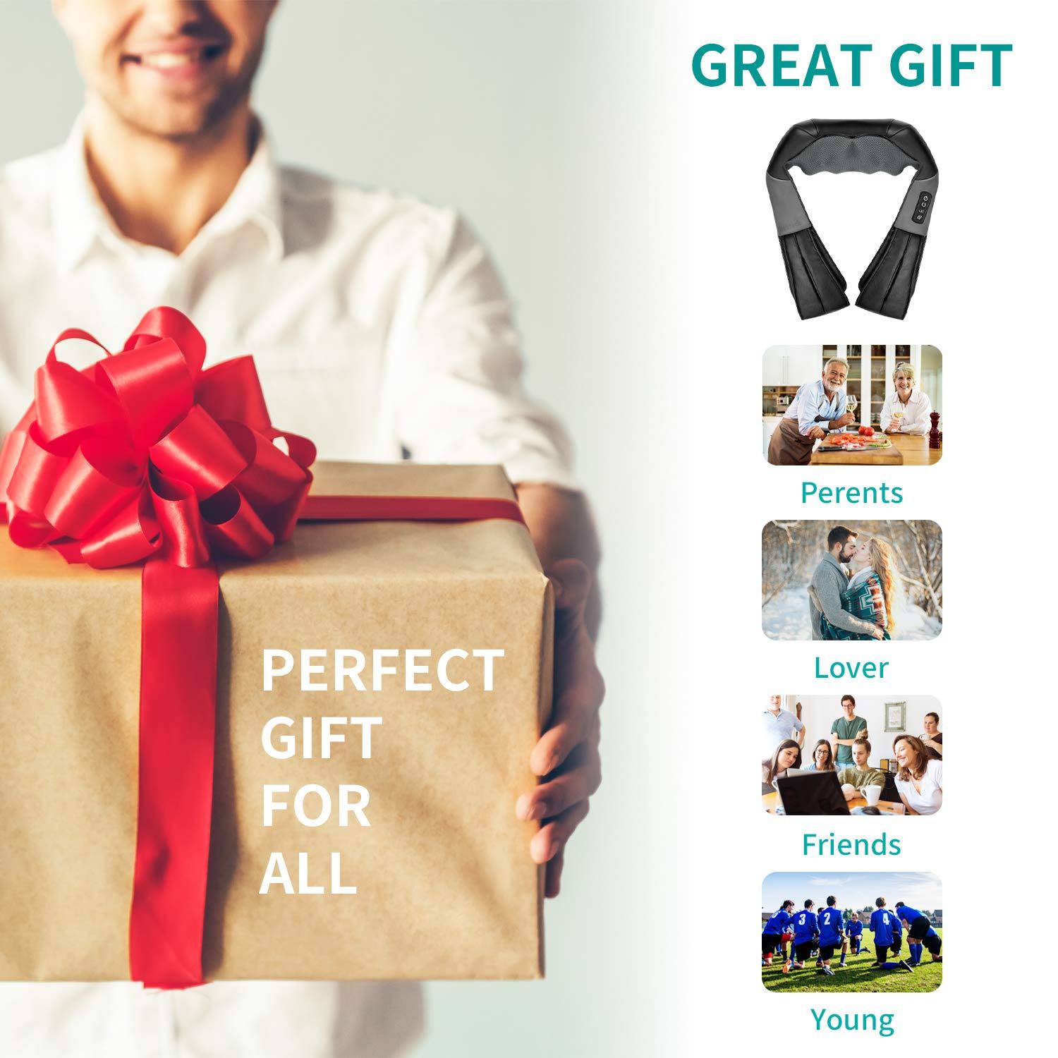 Nekteck Nekteck Shiatsu Neck and Back Massager with Soothing Heat, Electric Deep Tissue 3D Kneading Massage Pillow for Shoulder, Leg, Body Muscle Pain Relief, Home, Office, and Car Use