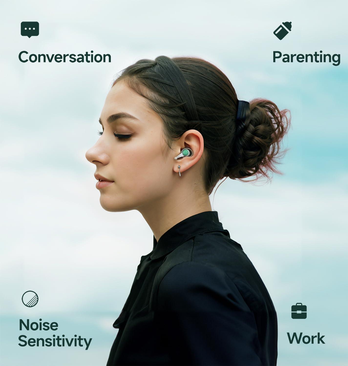 BET SLUMBUR Sleep Ear Plugs Noise Reduction - 28 dB Ear Plugs for Sleeping Noise Cancelling (NRR 16), Enjoy, 4 Size Soft Ear tips S/M/L/XL, 15s Ear Pressure Balance, Airplane Travel, Peyto Green