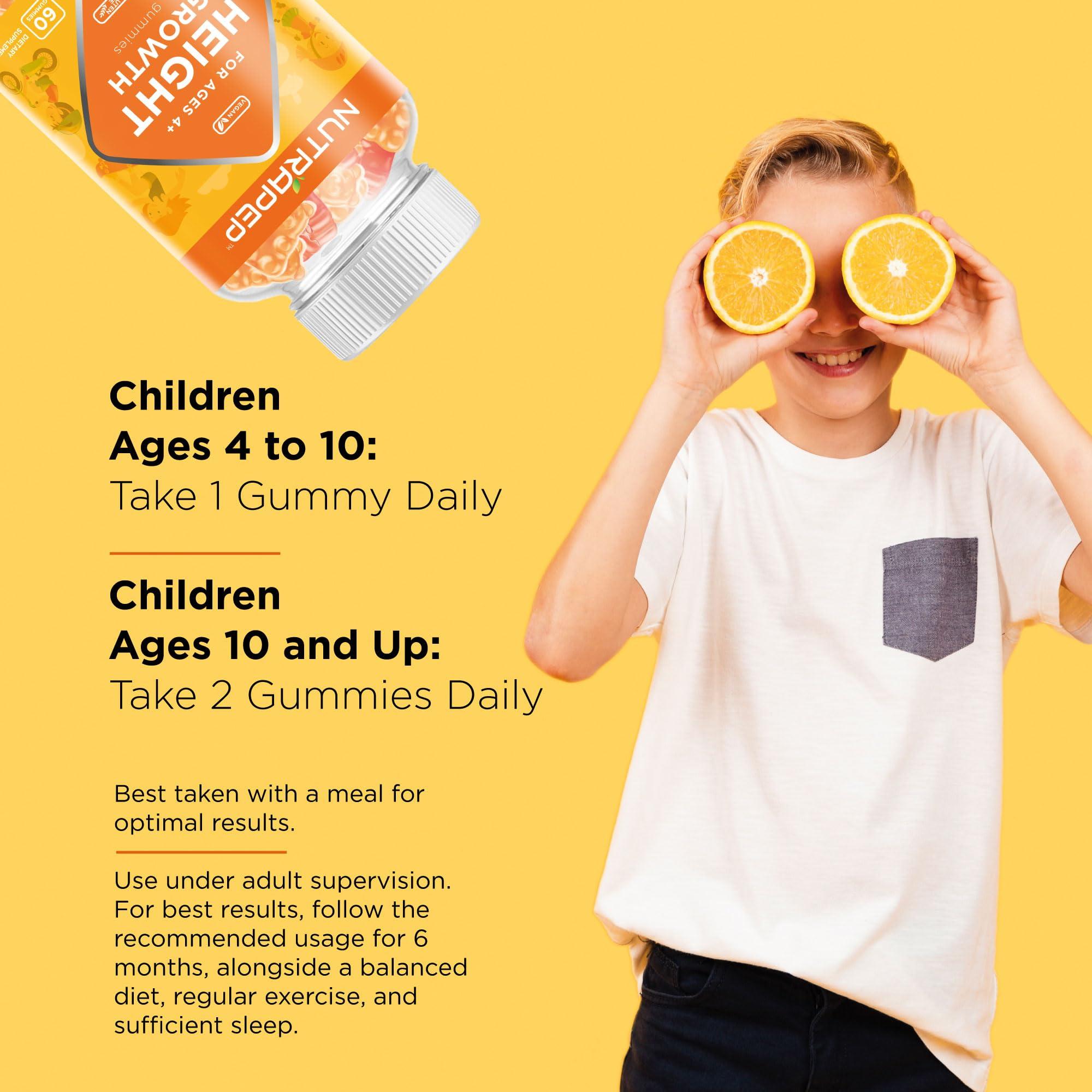 NutraPep Teens Height Growth Supplement Gummies - Kids Grow Taller Natural Height Increaser Multivitamin - with Calcium Vitamin D3 K2 Zinc L-Arginine L-Glutamine L-Ornithine for Boys Girls