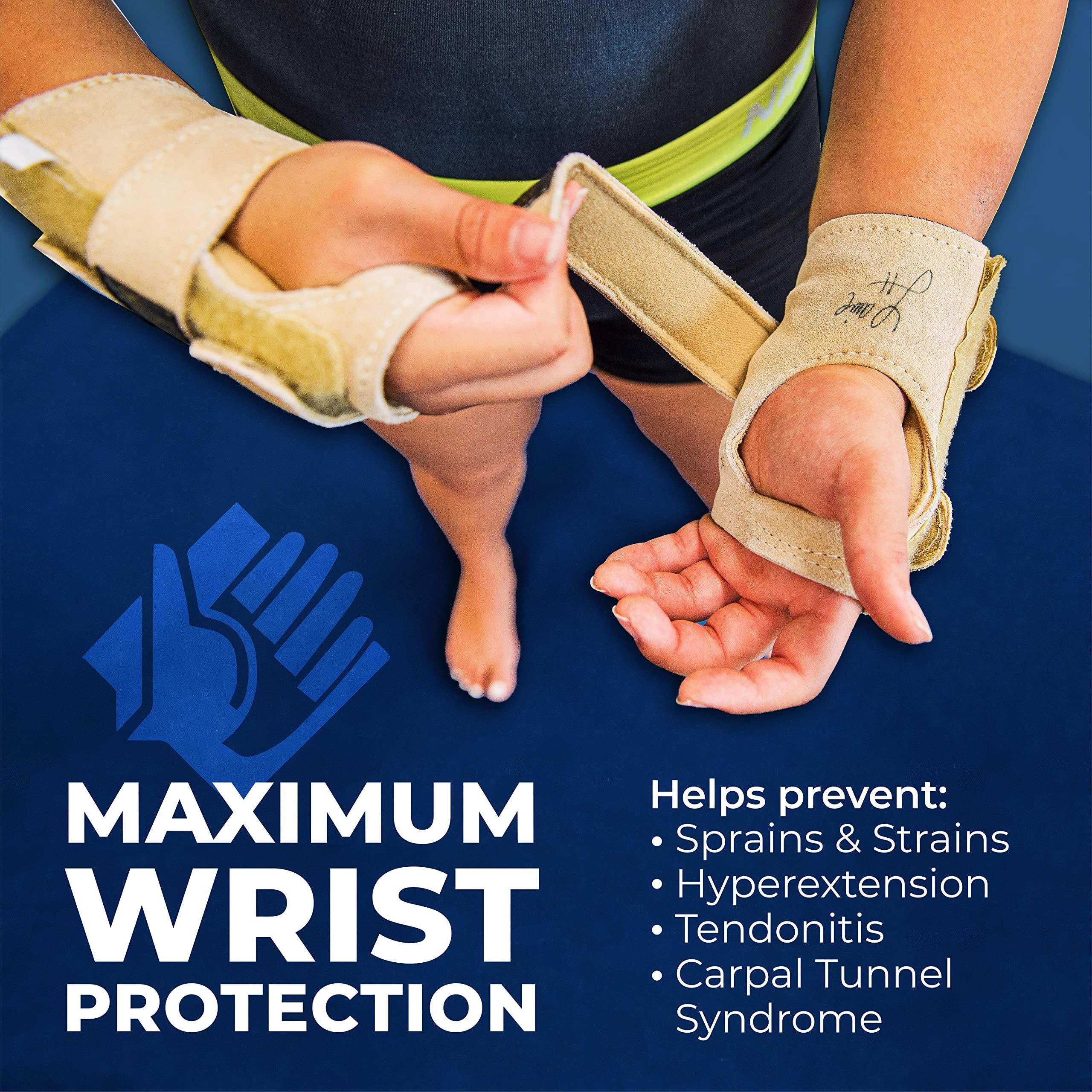 Tiger Paw Tiger Paw Authentic Gymnastics Wrist Supports (Sold in Pairs) - Original Competition-Grade Gymnastics Wrist Guards, Wrist Support Braces, Adjustable, Made in USA Hand Wraps (White - Large)