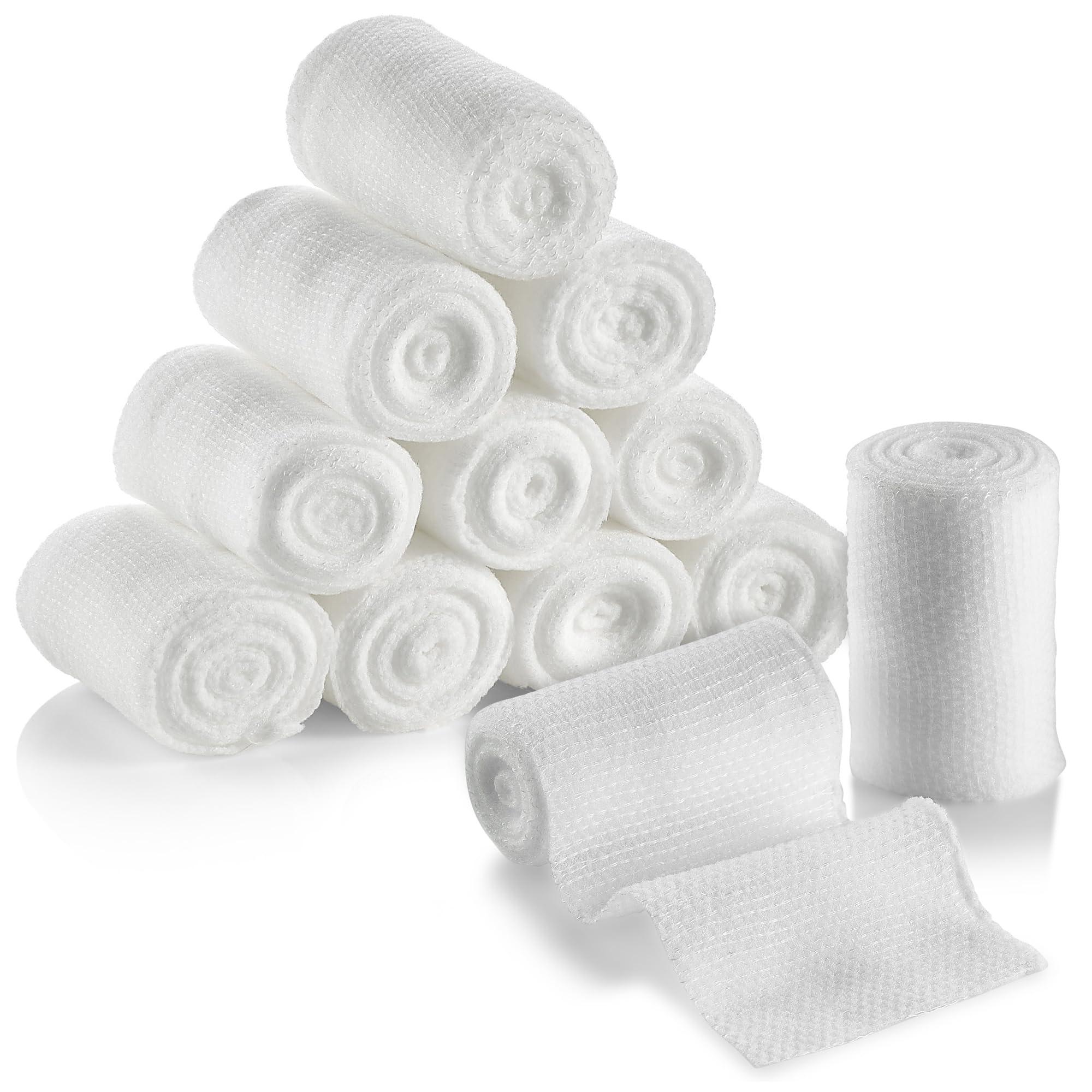 MEDca Gauze Bandage Rolls - (12 Pack) 2 in x 4.1 Yards Per Roll of Medical Grade Gauze Bandage and Stretch Bandage Wrapping for Dressing All Types of Wounds and First Aid Kit by MEDca, (2-Inch, 12 Pcs)
