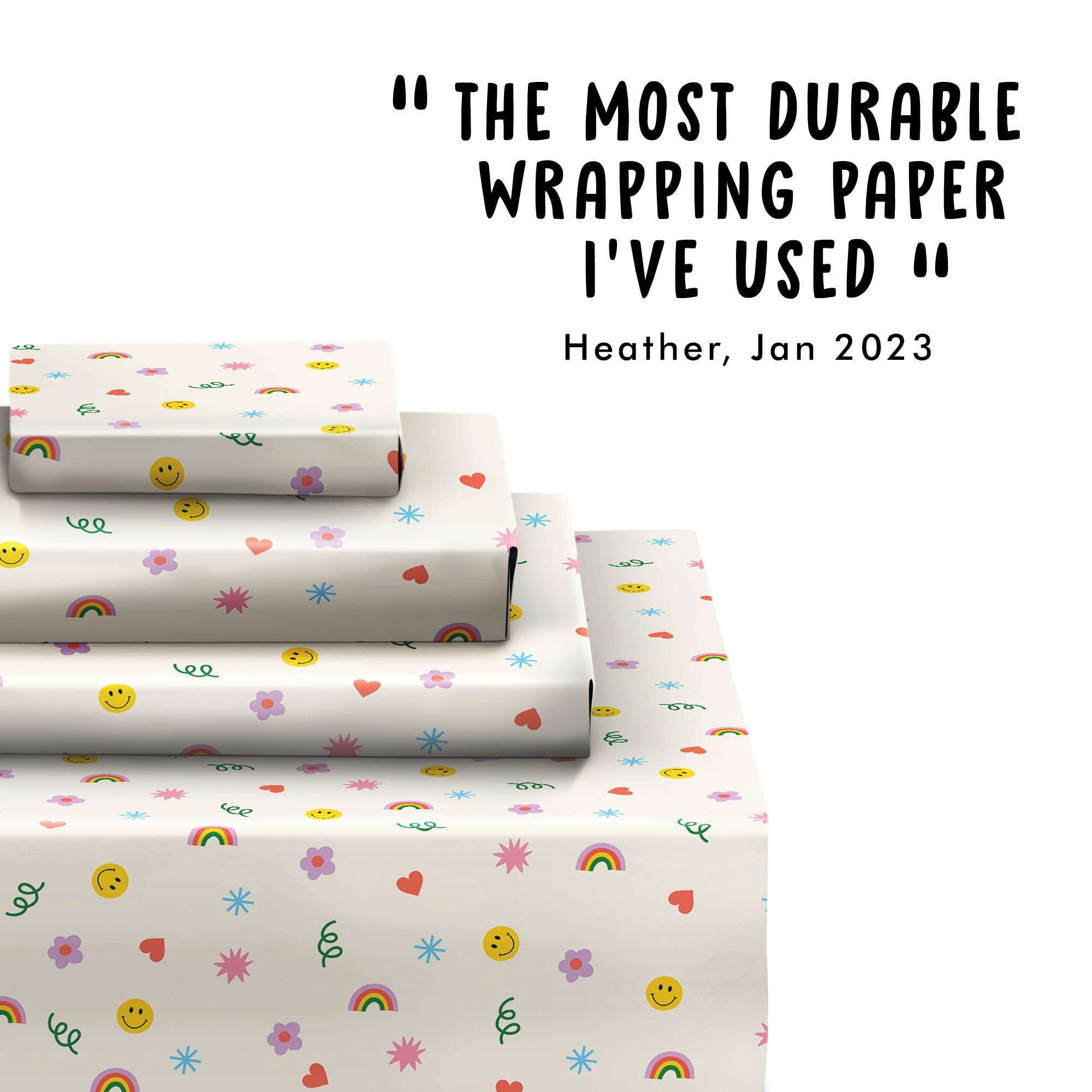 CENTRAL 23 CENTRAL 23 - Cute Wrapping Paper - 6 Sheets of Birthday Gift Wrap - Rainbows Smileys Hearts - For Children - Girls Boys - Recyclable