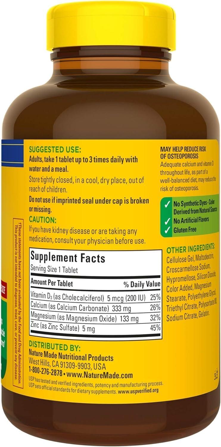 Nature Made Nature Made Calcium, Magnesium Oxide, Zinc with Vitamin D3 helps support Bone Strength, Tablets, 300 Count
