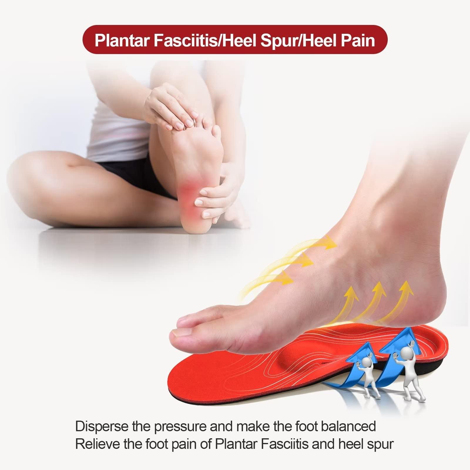 3ANGNI 3ANGNI Arch Support Insoles, Orthotic Insoles for Flantar Fasciitis Flat Feet Low Arch Pronation Metatarsalgia, High Arch Foot Support Orthopedic Insert Men Women (Men 12-12.5 / Women 14-14.5, Red)