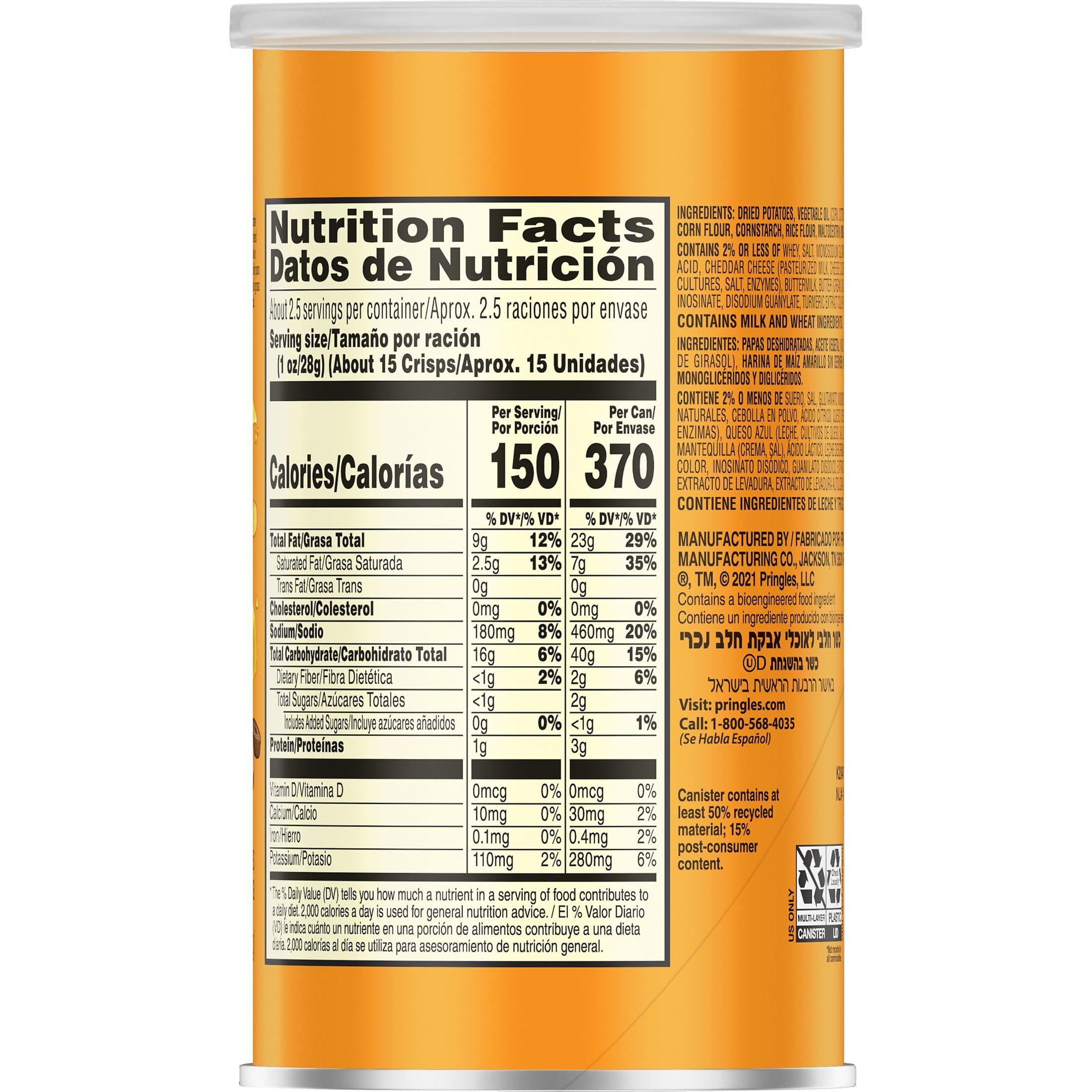 Pringles Pringles Potato Crisps Chips, Lunch Snacks, Office and Kids Snacks, Grab N\' Go, Cheddar Cheese (12 Cans)