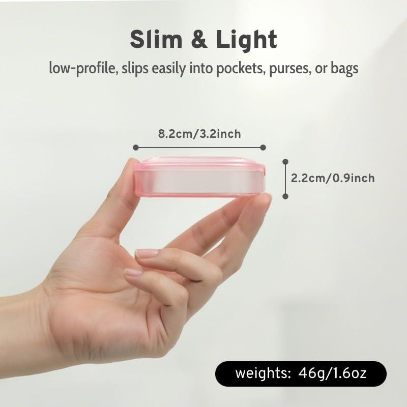 Maobuli Transparent Slim Retainer Case, Small Aligner Case for Travel, Compact Night Guard Case with Vent Holes, Fancy Retainer Holder Compatible with Invisalign(Pink)