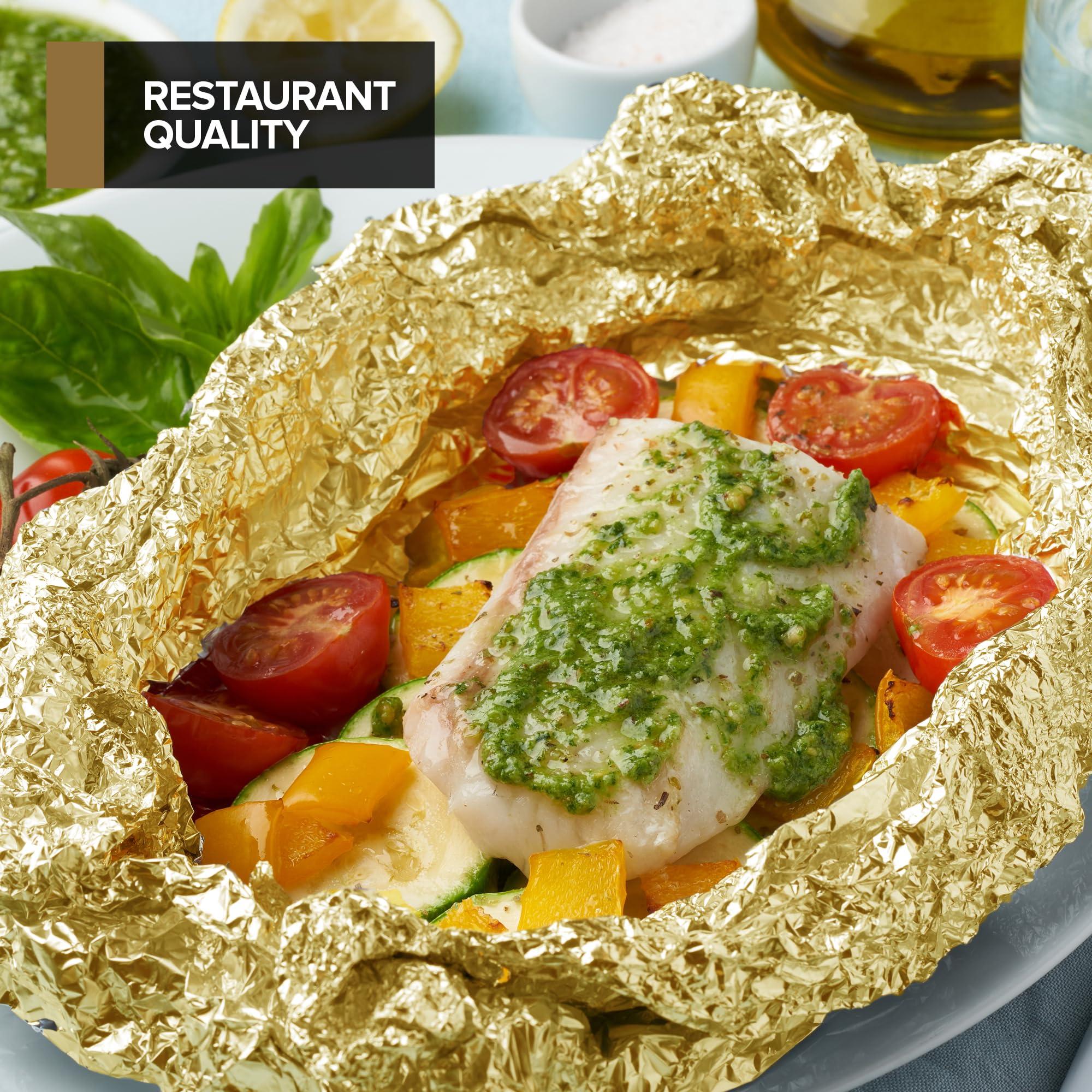 Stock Your Home 200 Count Pre-Cut Gold Aluminum Foil Sheets, 9 Gold Pop Up Foil Sheets for Restaurant, Disposable Foil Sheets for Food Wrapping, Gold Foil Sheets for Hair Highlighting, Stock Your Home