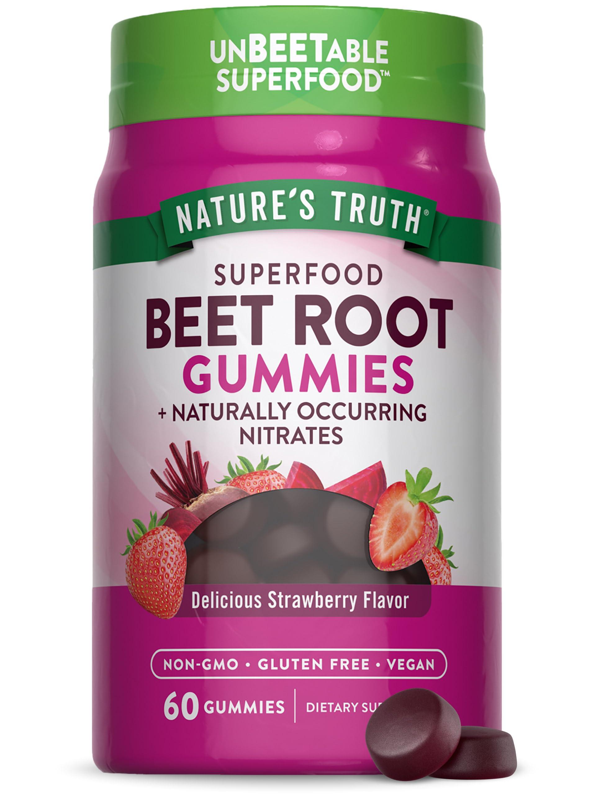Nature's Truth Nature\'s Truth Beet Root Gummies | 60 Count | Super Food | with Black Pepper | Strawberry Flavor | Vegan, Non-GMO & Gluten Free Supplement
