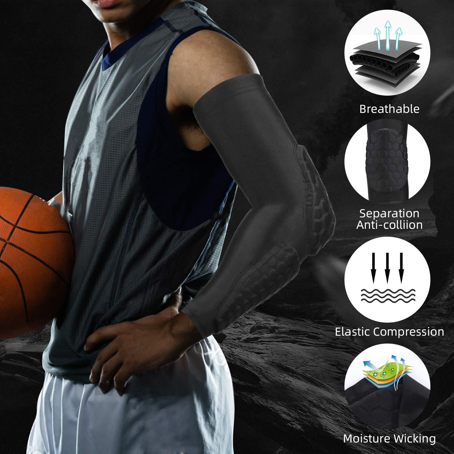 GUOZI GUOZI Arm Elbow Sleeves, [2 Pack] Honeycomb Crashproof Arm Elbow Pads for Youth Adult Sports Football Basketball Volleyball