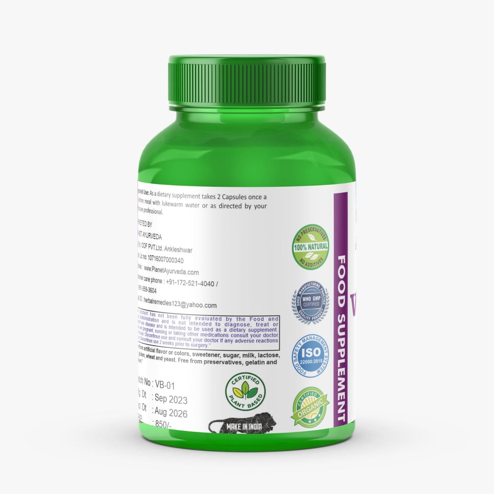 Planet Ayurveda Planet Ayurveda Plant Based Vitamin D3 Organic, Healthy Bones, Immunity, Mood, for Women, Men, Children, 60 CT (30-60 Days) (Pack of 1)