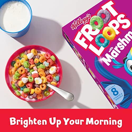 Froot Loops Froot Loops Breakfast Cereal with Marshmallows, Fruit Flavored, Breakfast Snacks, Family Size, Original with Marshmallows, 17.7oz Box