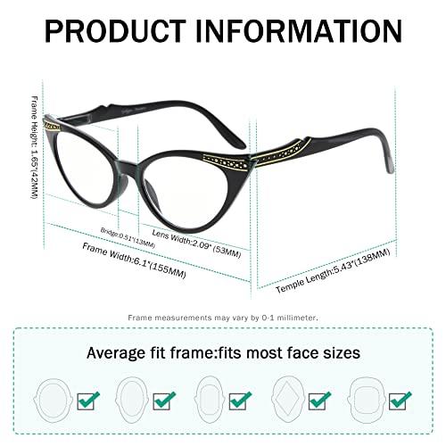 Eyekepper Eyekepper Cateyes Womens Reading Glasses (+2.25, Black)