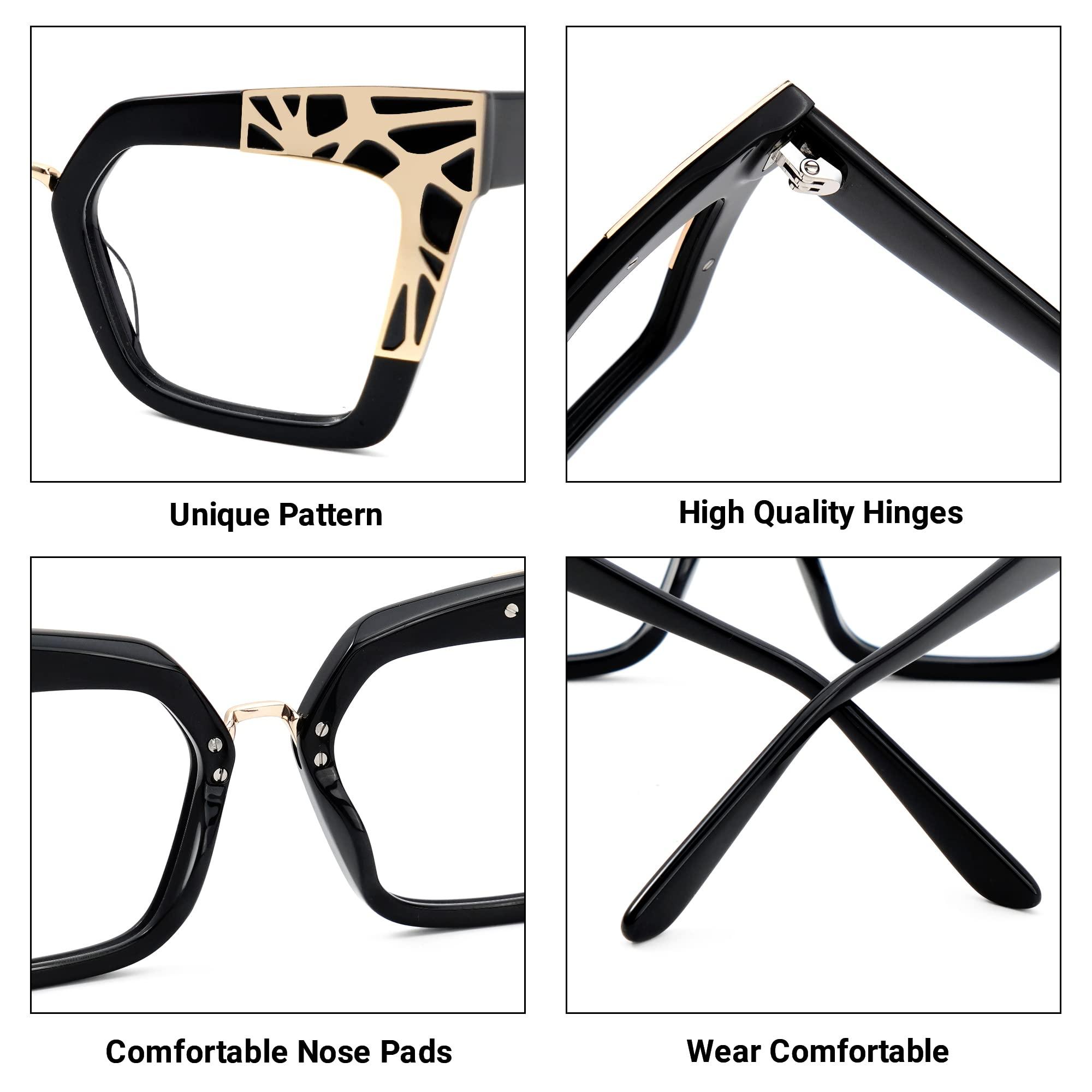 VOOGLAM VOOGLAM Square Blue Light Blocking Glasses Black Fashion Fake Glasses Frame for Women